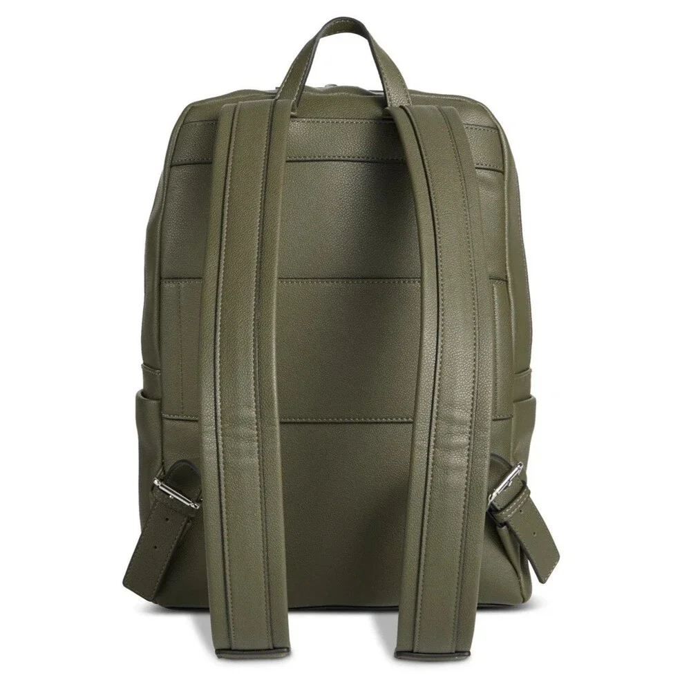 ALFANI Backpack Olive Green Faux Leather Workwear Travel Business School $99